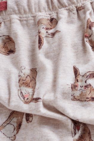 Oatmeal Wrapband Bunny Print Pyjamas